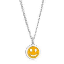 Elli "Halskette mit Smiling Face Anhänger | Emaille (Orange)<Kinder Kinderschmuck