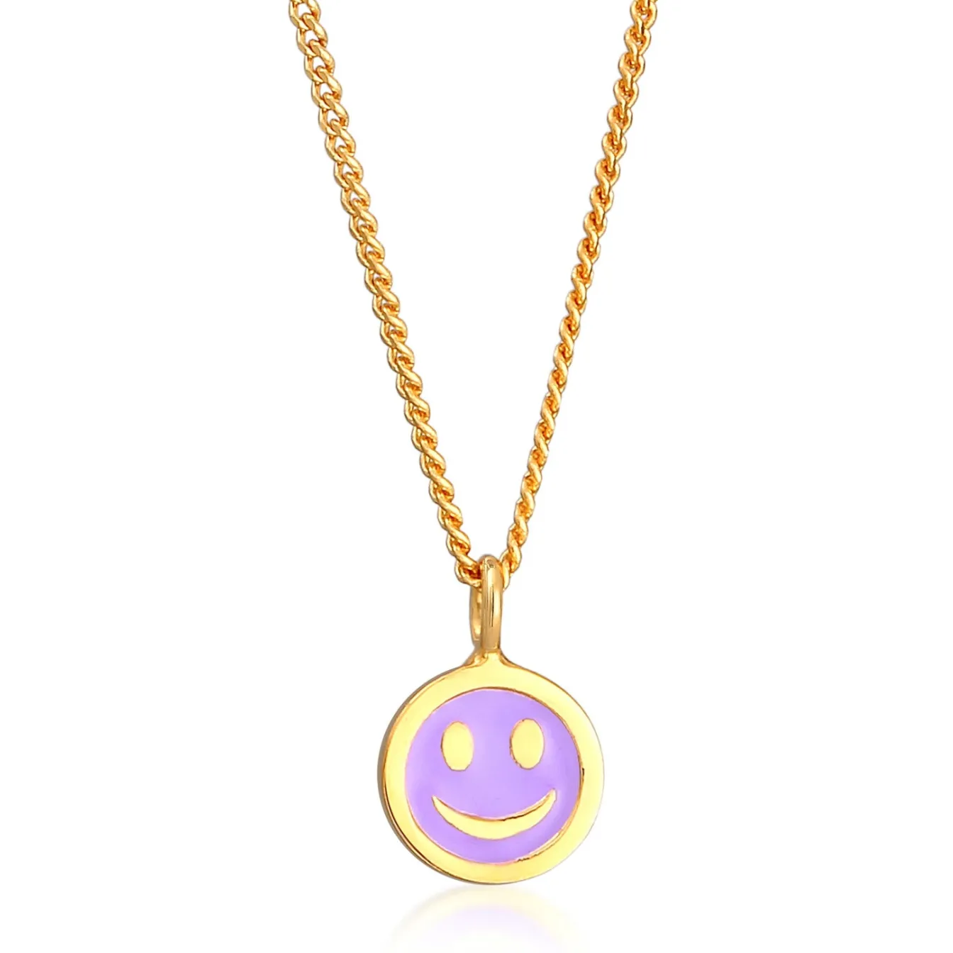 Elli "Halskette mit Smiling Face Anhänger | Emaille (Orange)<Kinder Kinderschmuck