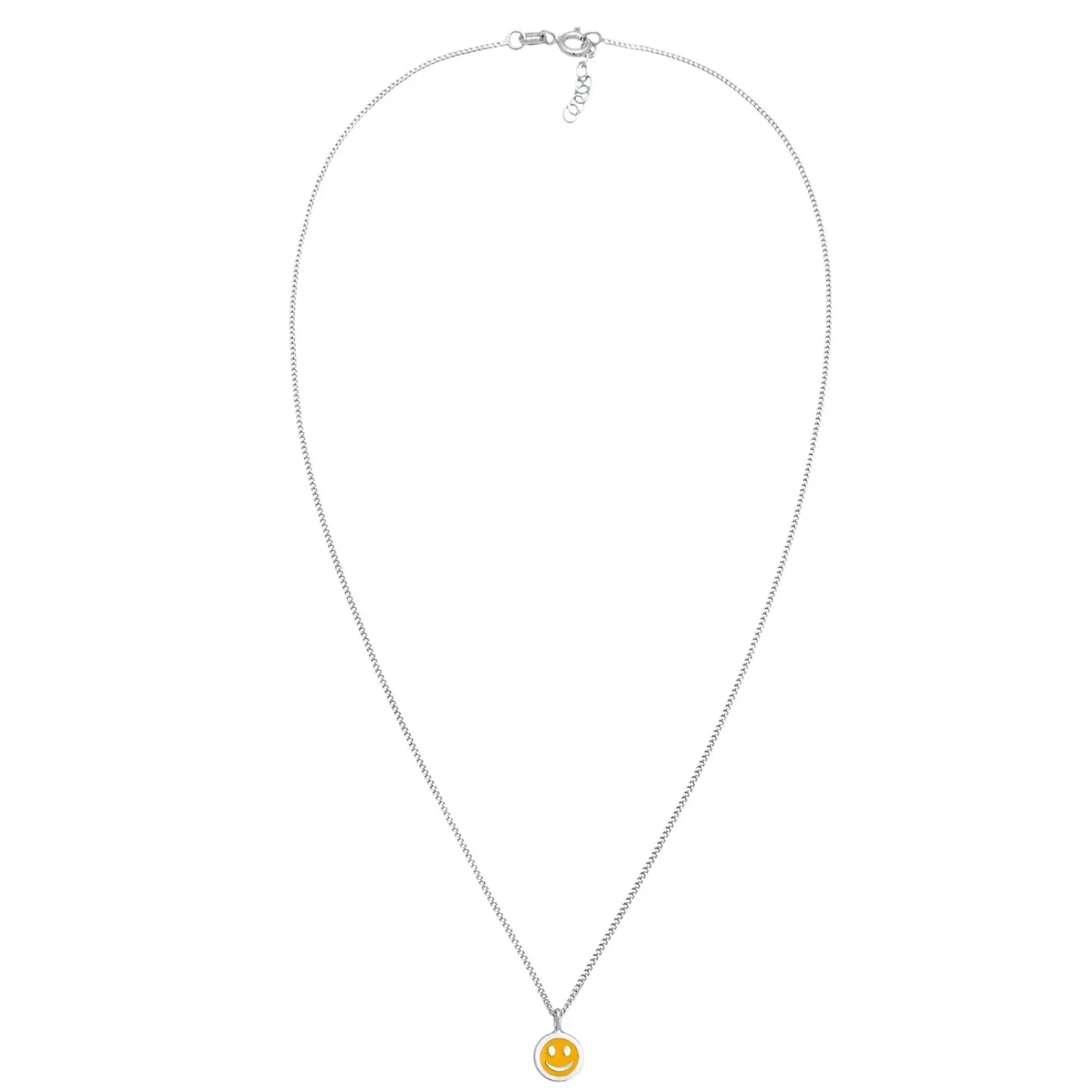 Elli "Halskette mit Smiling Face Anhänger | Emaille (Orange)<Kinder Kinderschmuck