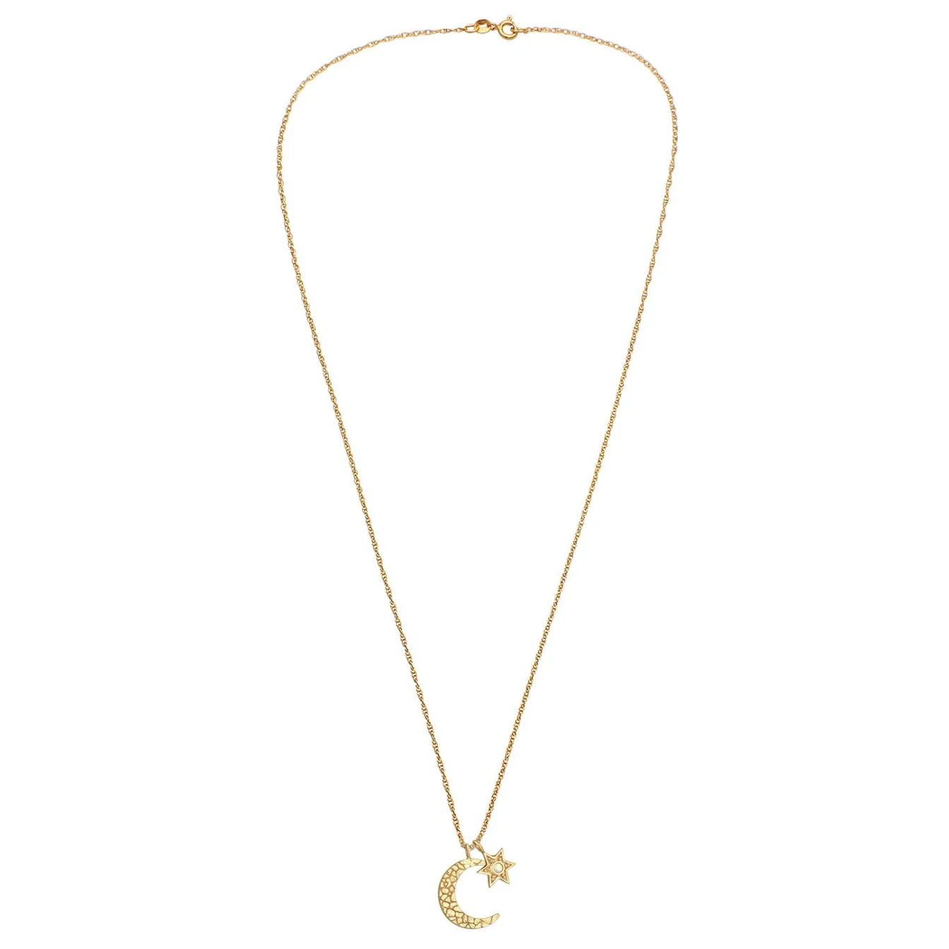 Elli "Halskette Mond Stern | synth. Opal (Weiß)< Symbol-schmuck|Halsketten