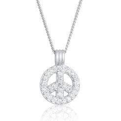 Elli "Halskette Peace | Zirkonia (Weiß)< Roségold|Halsketten