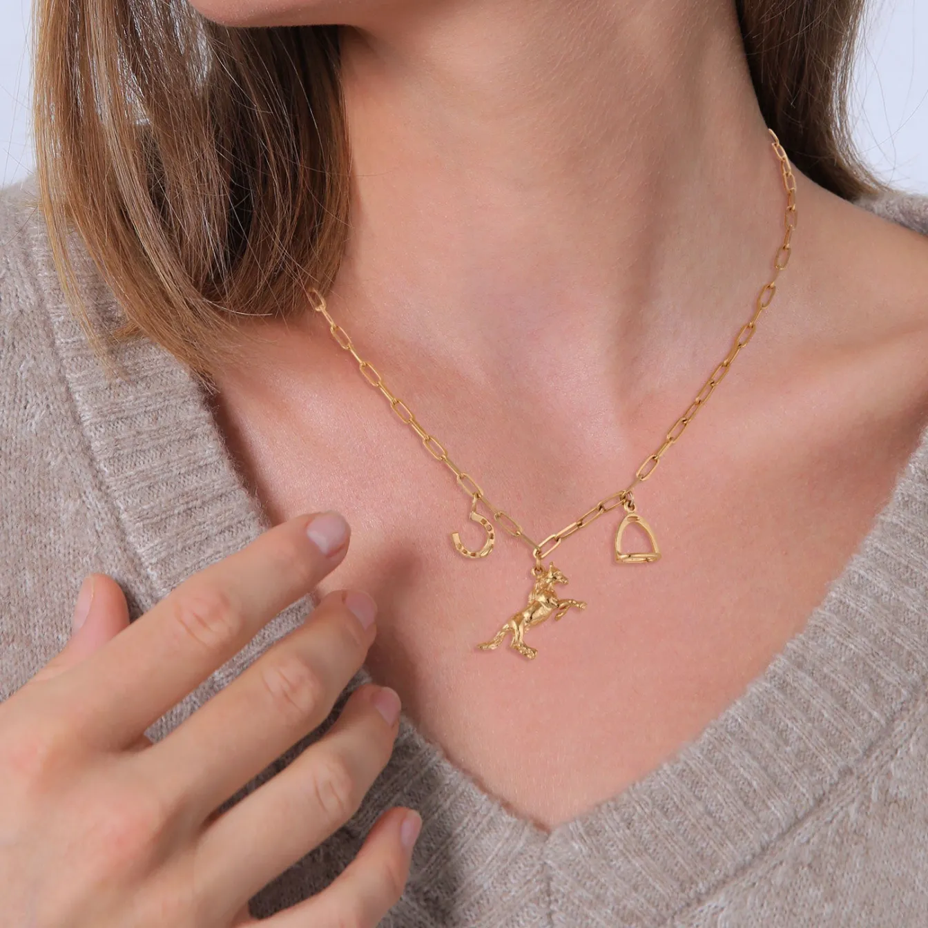 Elli "Halskette Pferd Hufeisen Anhänger< Vergoldet|Symbol-schmuck