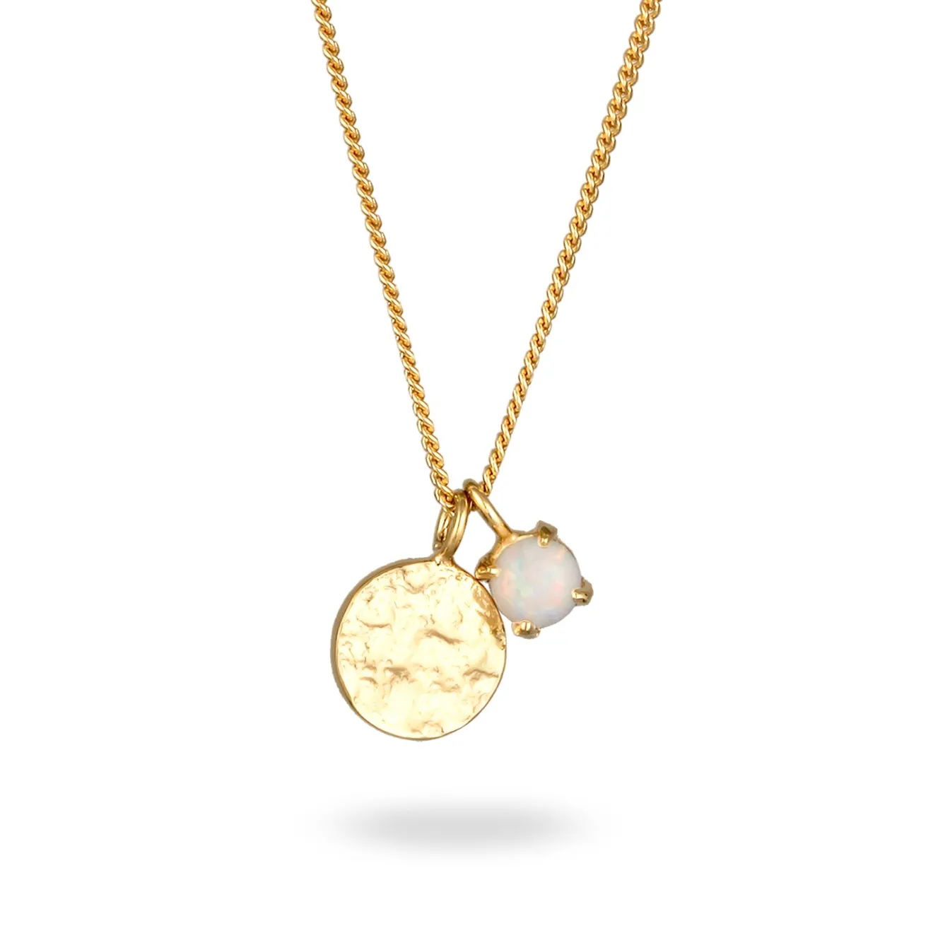 Elli "Halskette Plättchen | Synthetischer Opal (Weiß)< Vergoldet|Halsketten