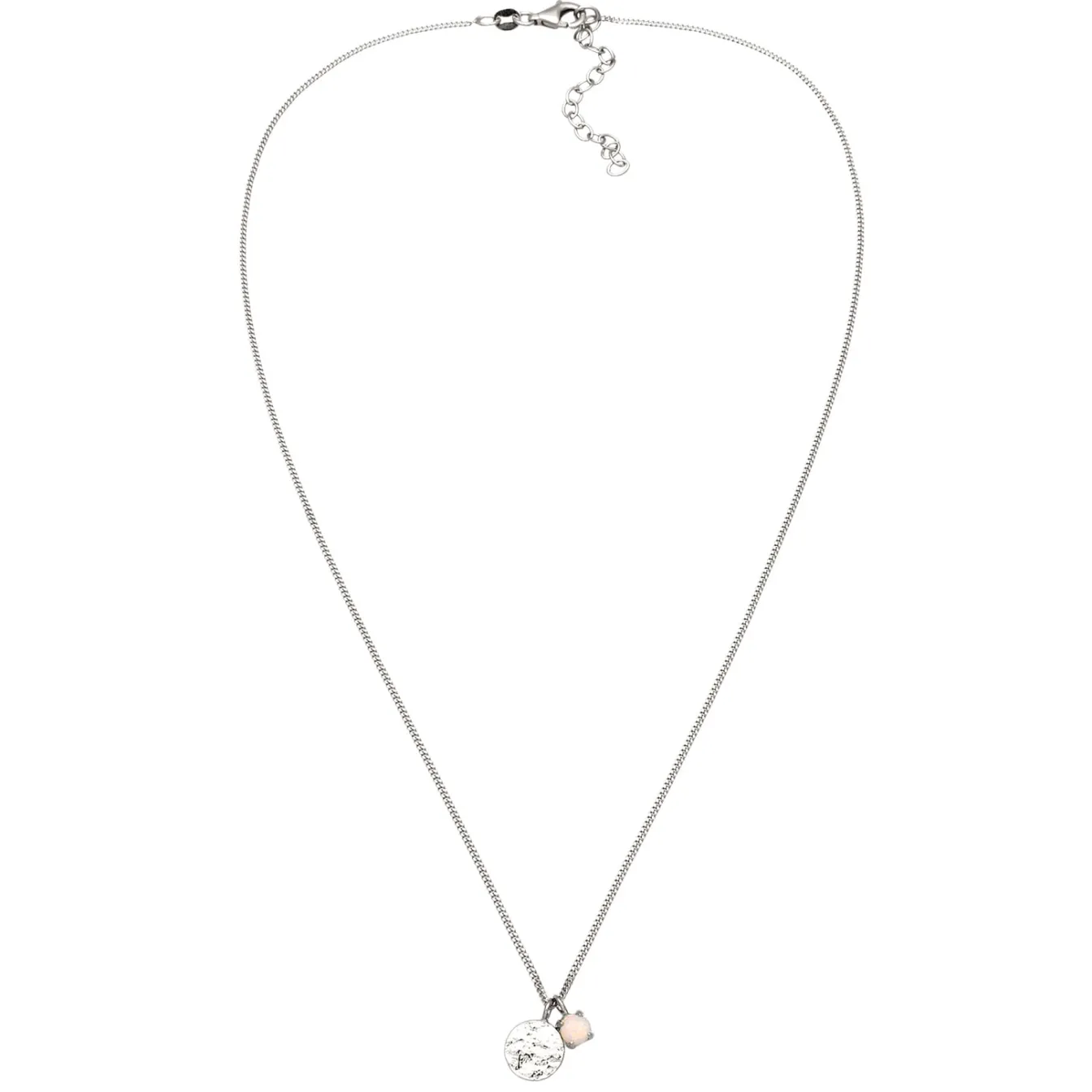 Elli "Halskette Plättchen | Synthetischer Opal (Weiß)< Vergoldet|Halsketten