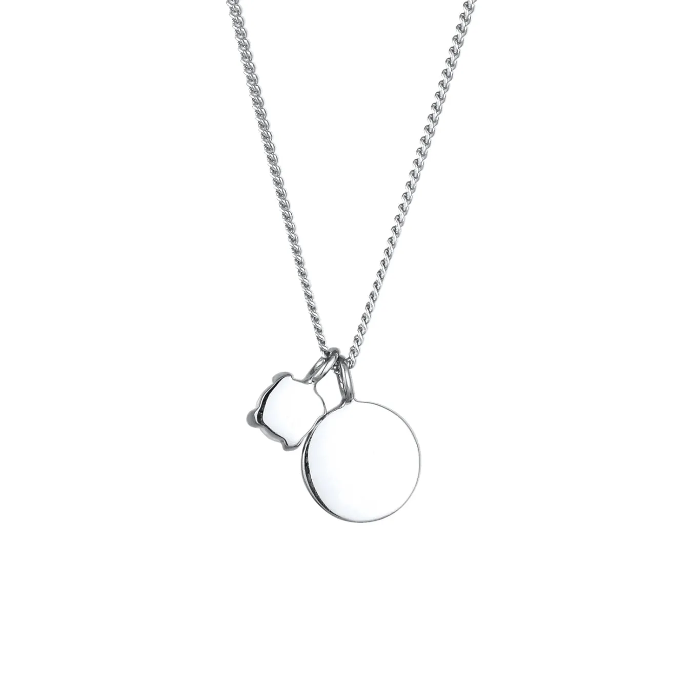 Elli "Halskette Plättchen | Synthetischer Opal (Weiß)< Vergoldet|Halsketten