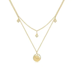 Elli "Halskette Plättchen Astro | Kristalle (Weiß)< Symbol-schmuck|Halsketten