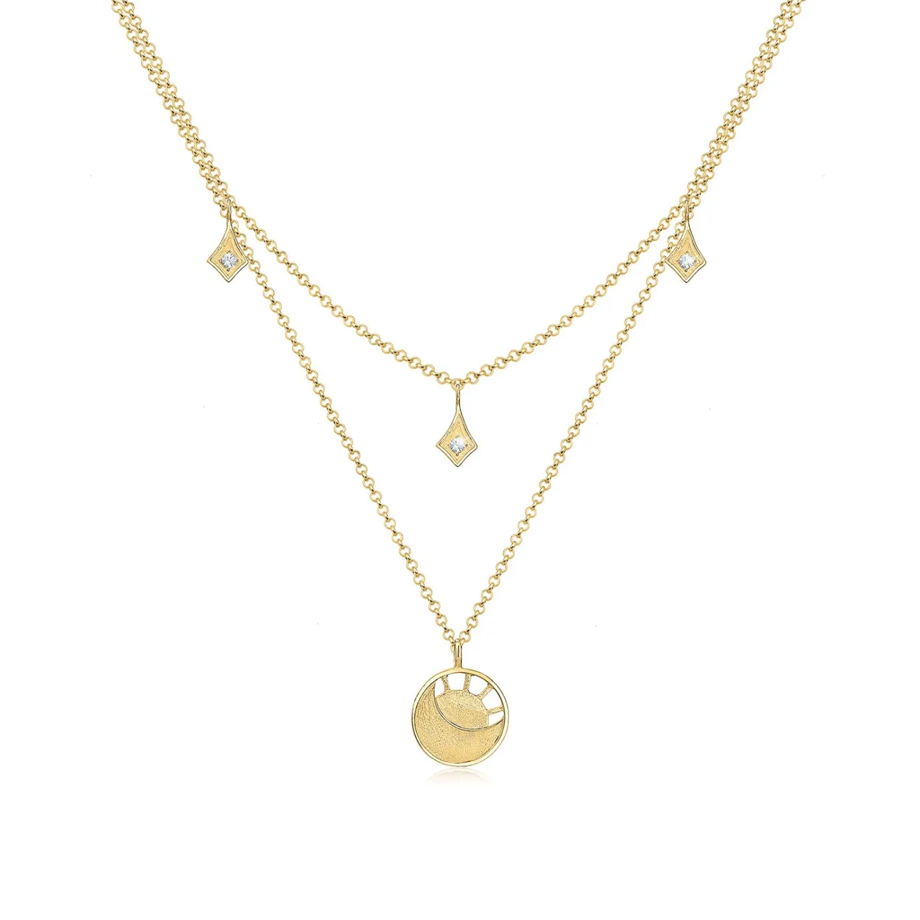 Elli "Halskette Plättchen Astro | Kristalle (Weiß)< Symbol-schmuck|Halsketten