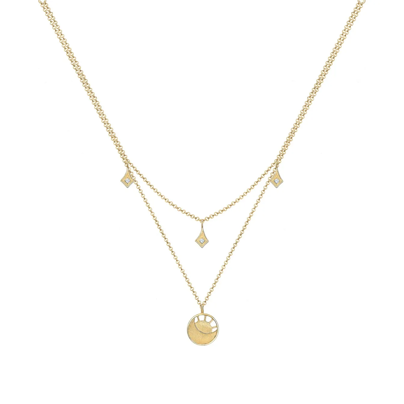 Elli "Halskette Plättchen Astro | Kristalle (Weiß)< Symbol-schmuck|Halsketten
