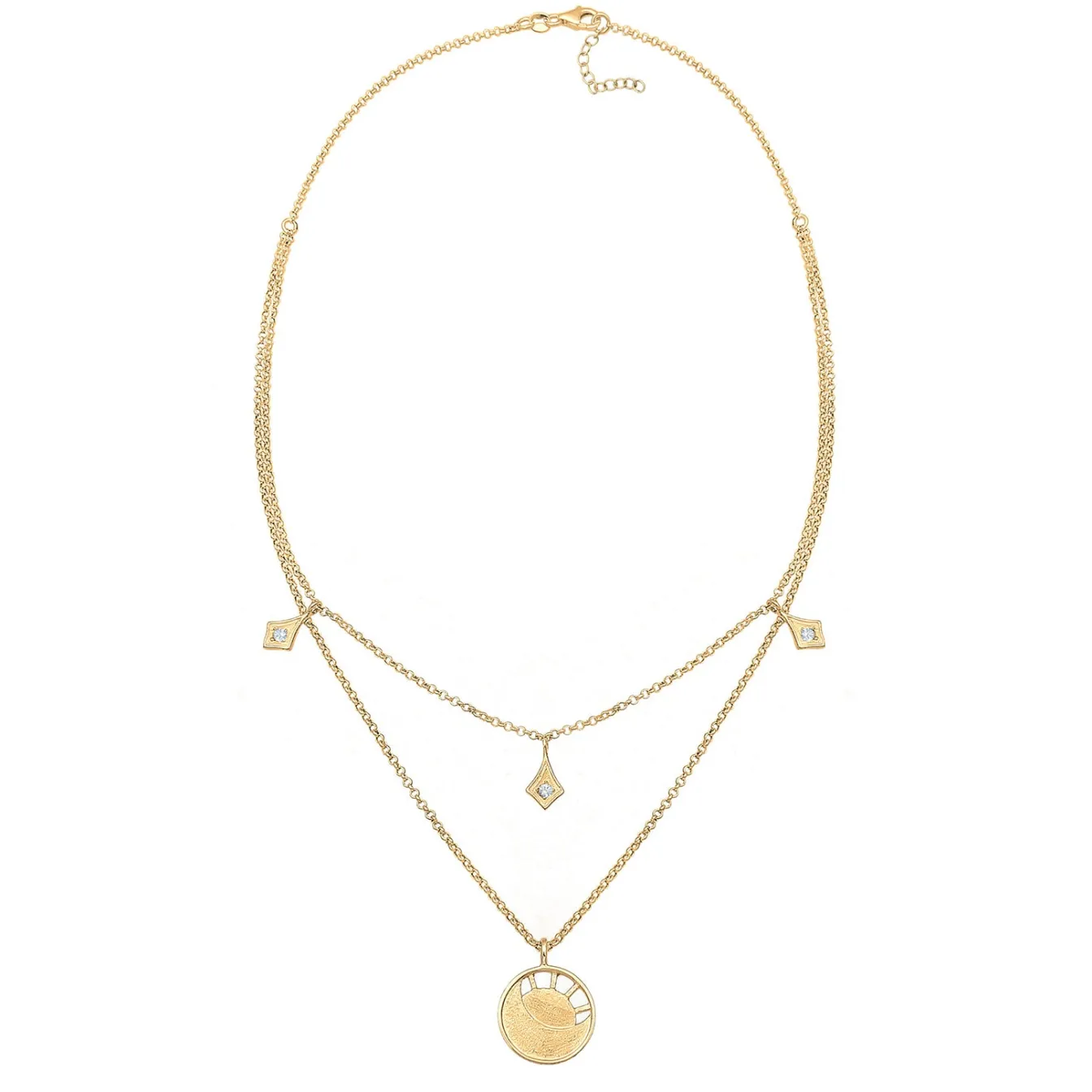 Elli "Halskette Plättchen Astro | Kristalle (Weiß)< Symbol-schmuck|Halsketten