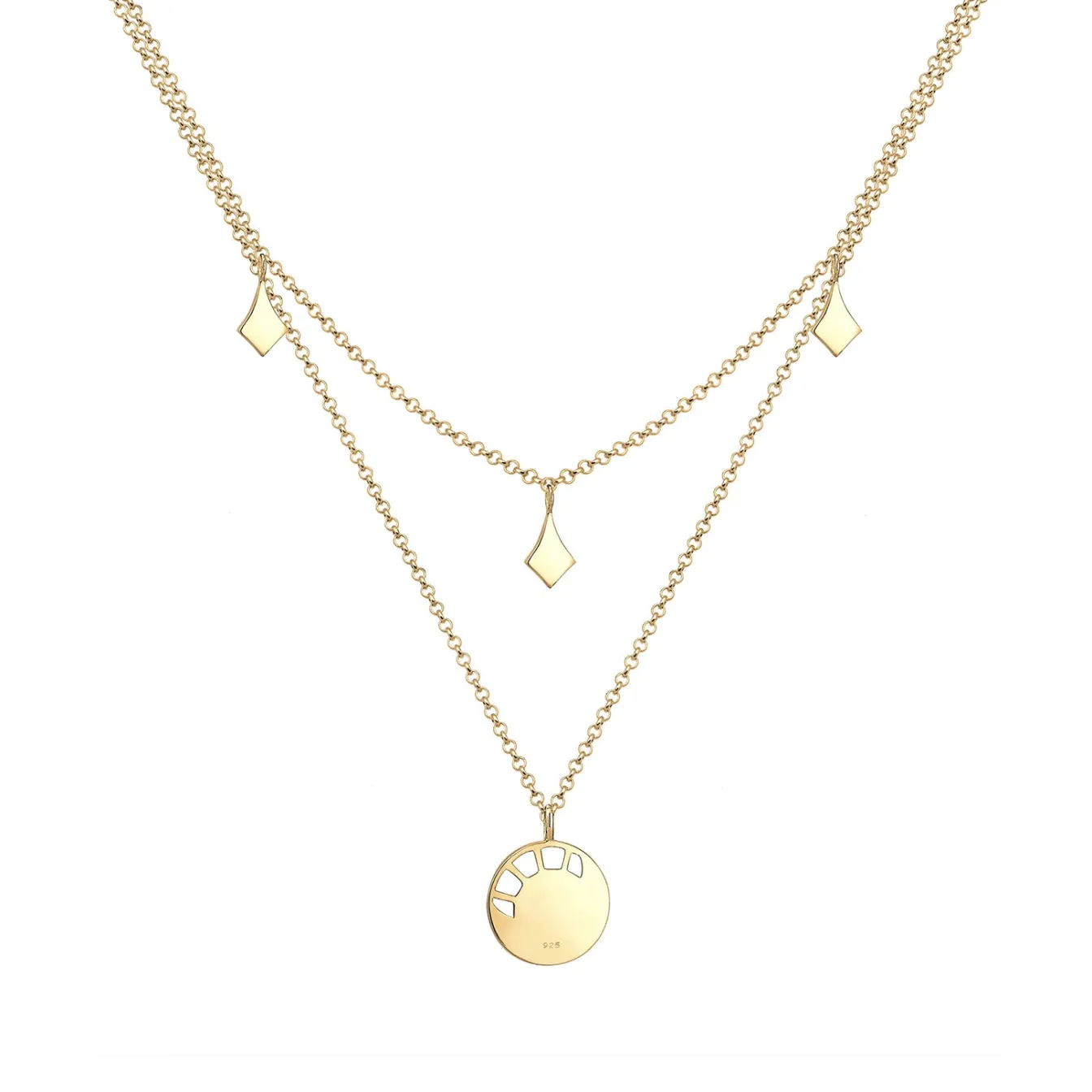 Elli "Halskette Plättchen Astro | Kristalle (Weiß)< Symbol-schmuck|Halsketten