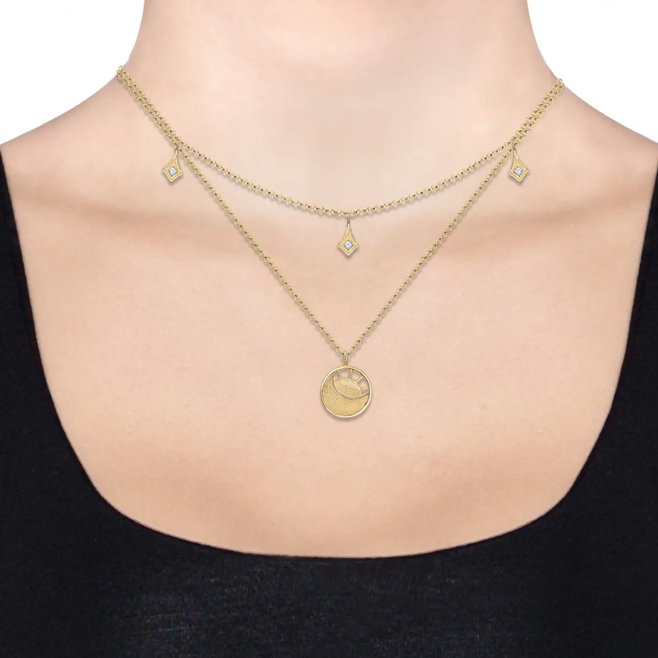 Elli "Halskette Plättchen Astro | Kristalle (Weiß)< Symbol-schmuck|Halsketten