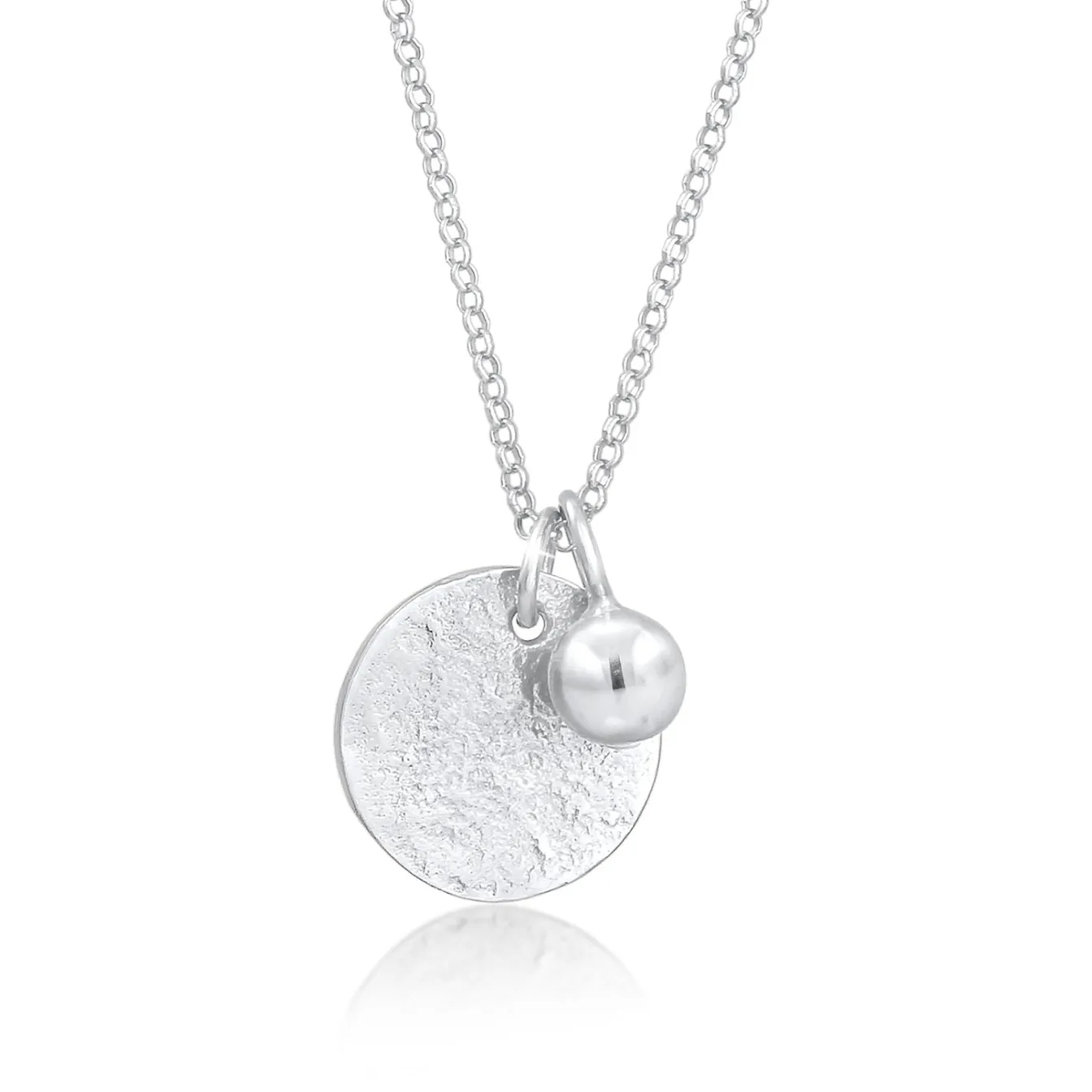 Elli "Halskette Plättchen Kugel< Halsketten|Silber