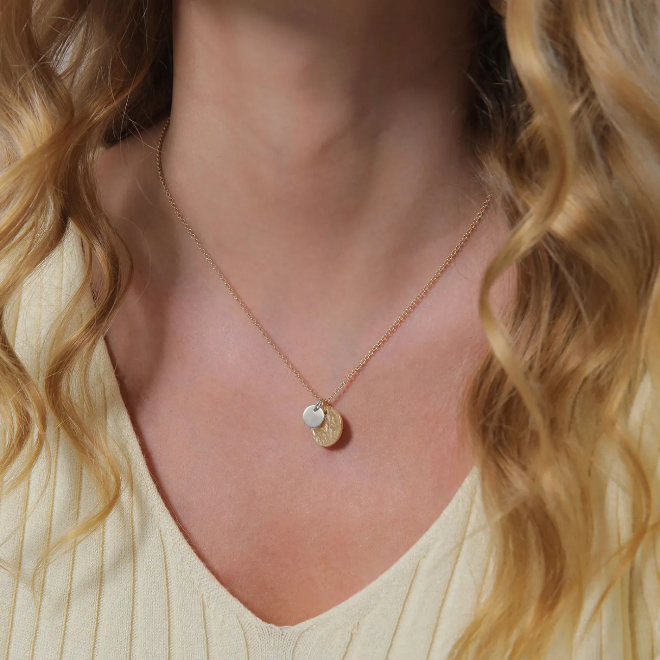Elli "Halskette Plättchen Organic< Silber|Roségold