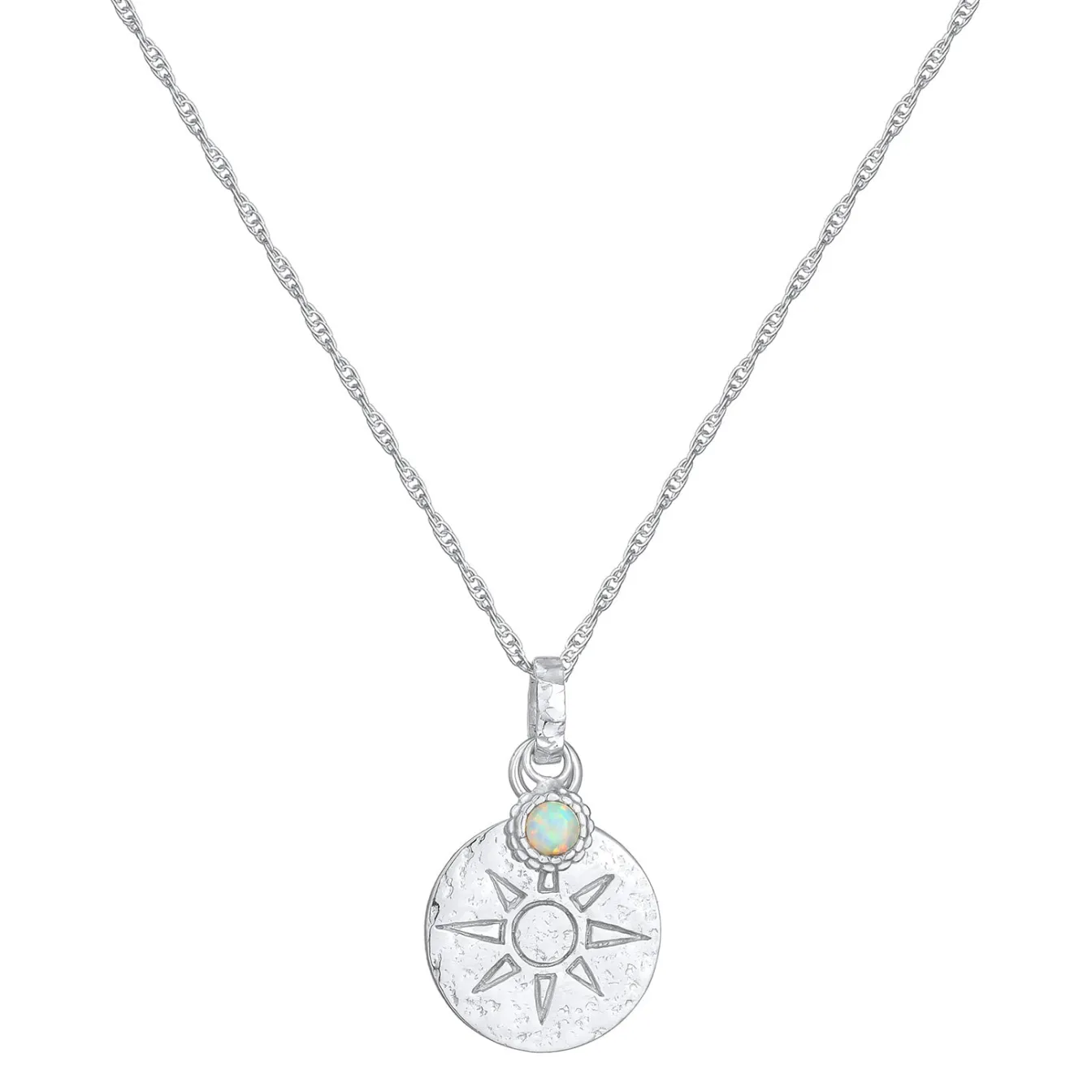 Elli "Halskette Plättchen Sonne | Synthetischer Opal (Weiß)< Symbol-schmuck|Halsketten