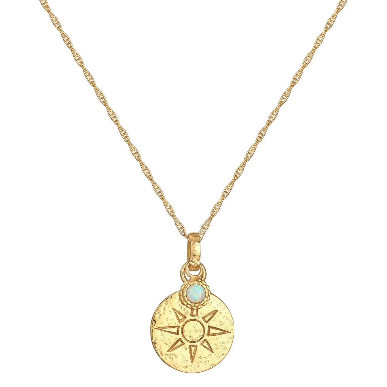 Elli "Halskette Plättchen Sonne | Synthetischer Opal (Weiß)< Symbol-schmuck|Halsketten