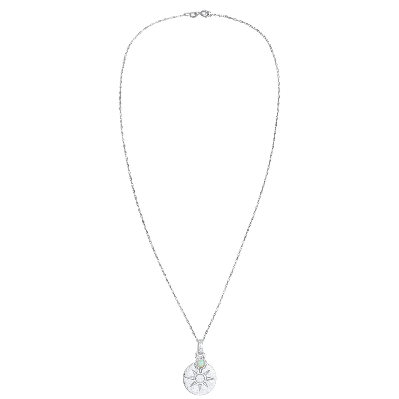 Elli "Halskette Plättchen Sonne | Synthetischer Opal (Weiß)< Symbol-schmuck|Halsketten