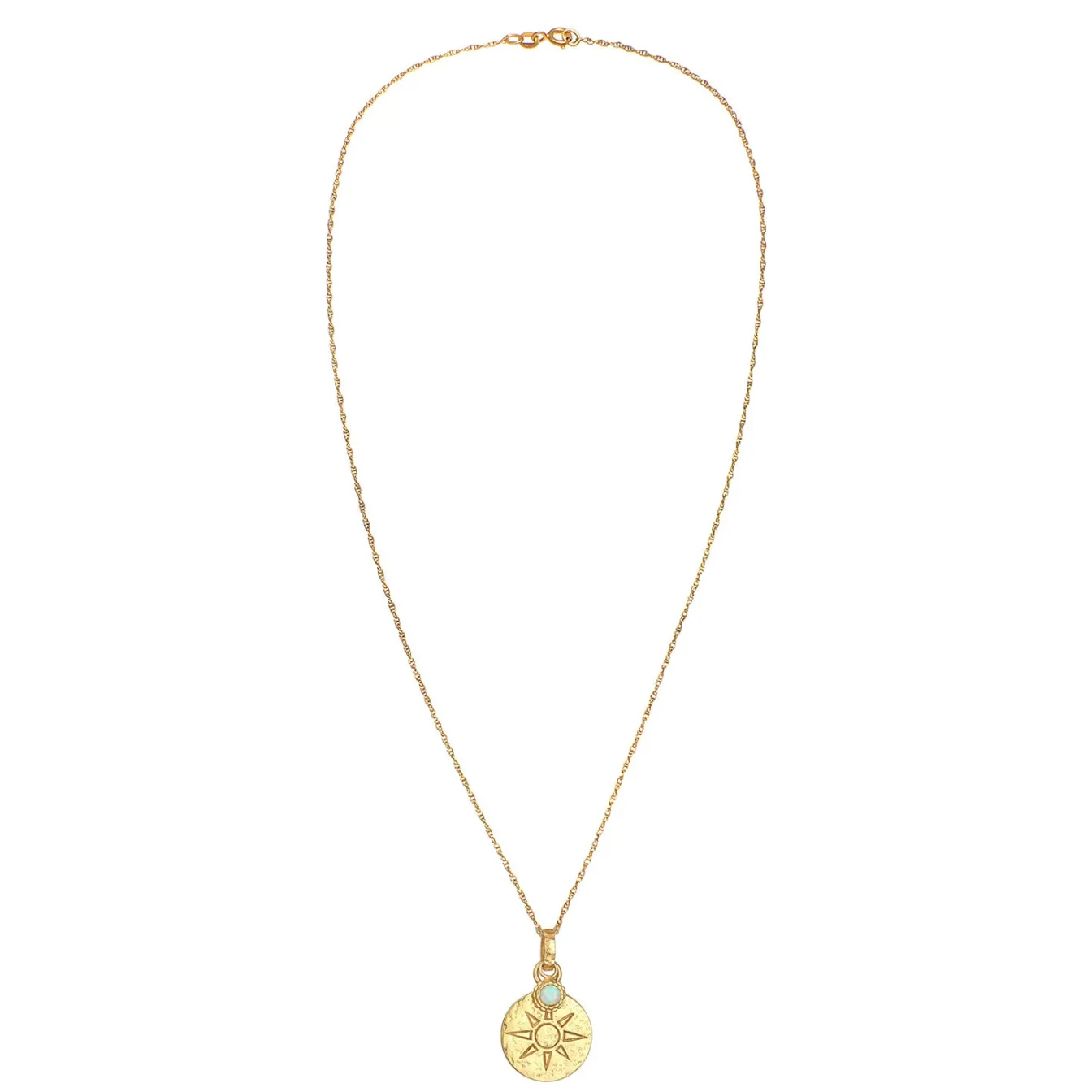 Elli "Halskette Plättchen Sonne | Synthetischer Opal (Weiß)< Symbol-schmuck|Halsketten