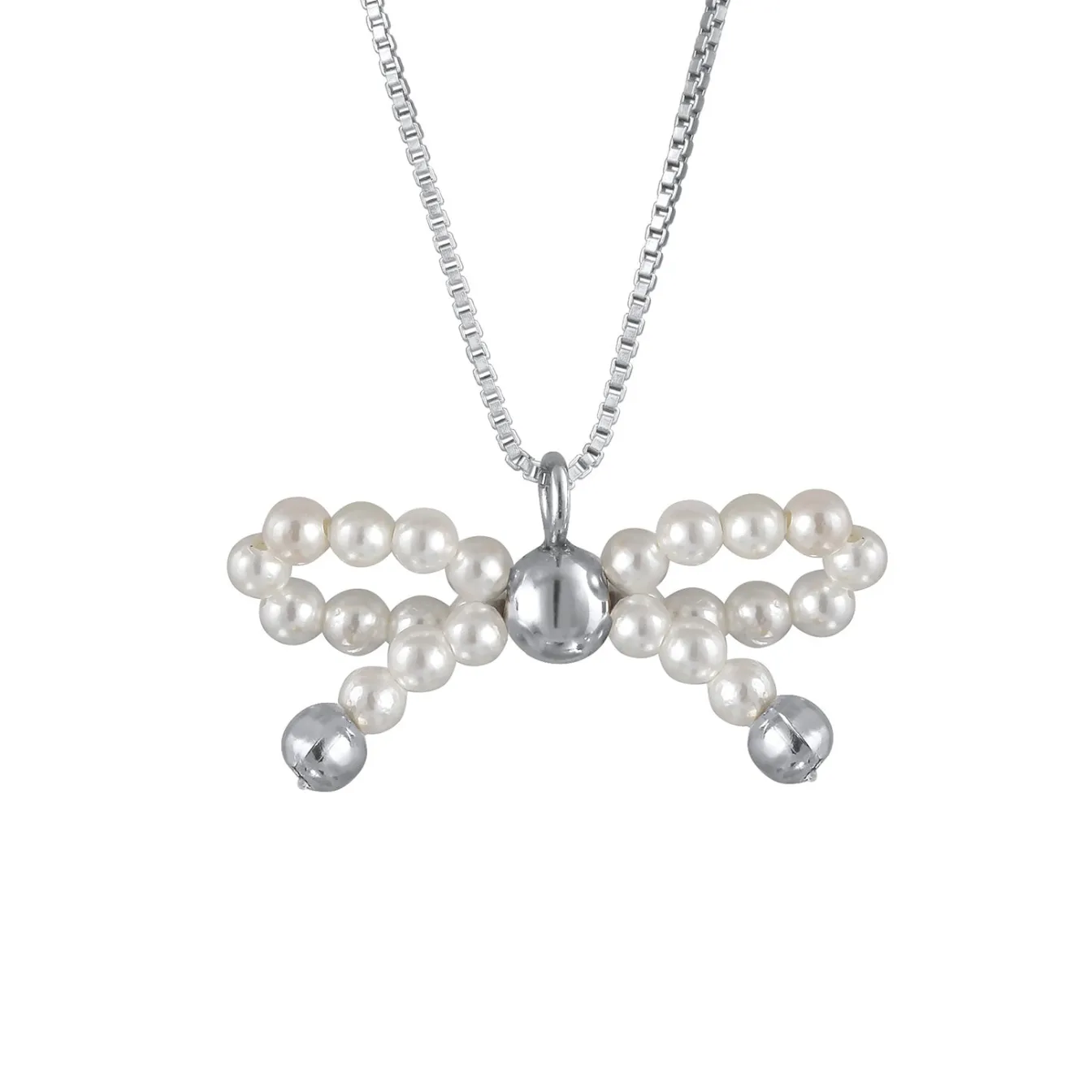 Elli "Halskette Schleife | Muschelkernperlen< Vergoldet|Symbol-schmuck