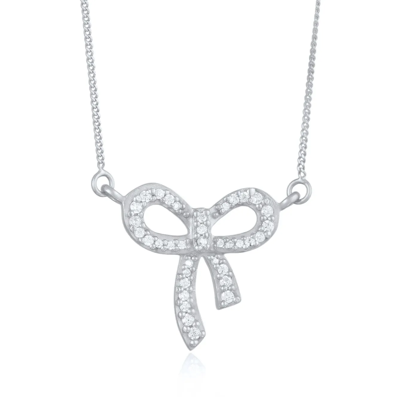 Elli "Halskette Schleife | Zirkonia (Weiß)< Vergoldet|Symbol-schmuck