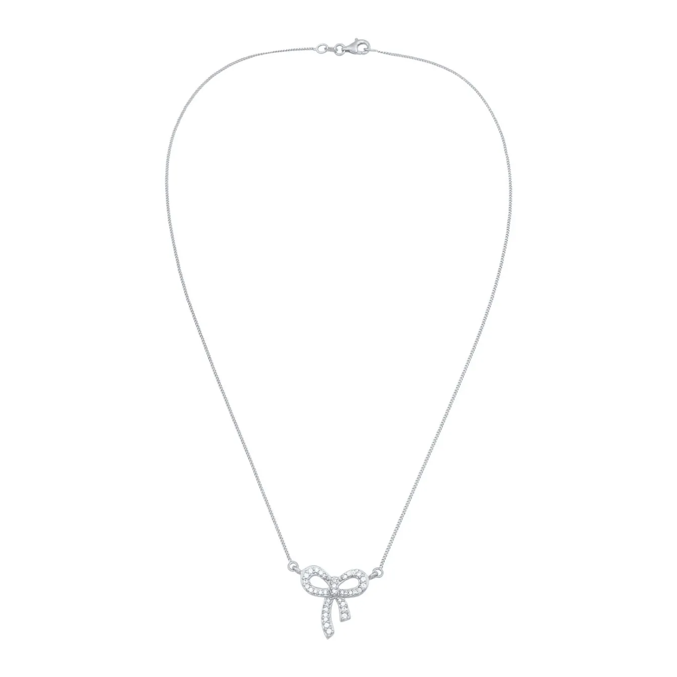 Elli "Halskette Schleife | Zirkonia (Weiß)< Vergoldet|Symbol-schmuck