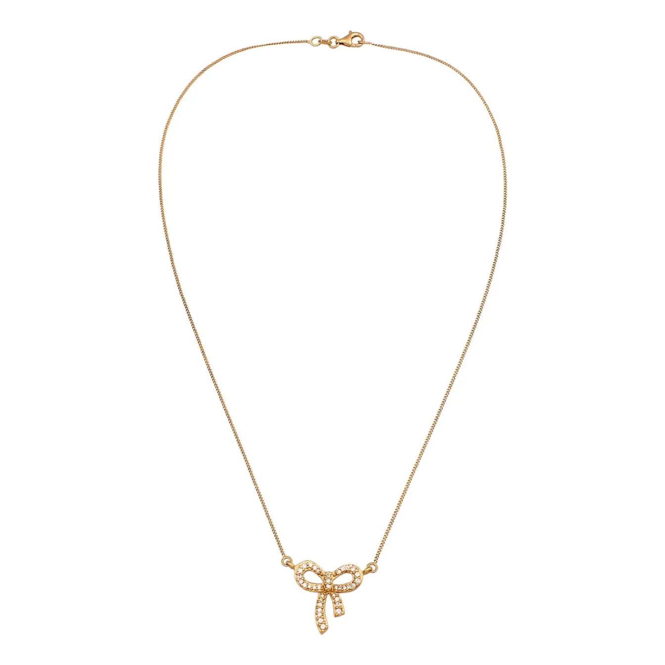 Elli "Halskette Schleife | Zirkonia (Weiß)< Vergoldet|Symbol-schmuck