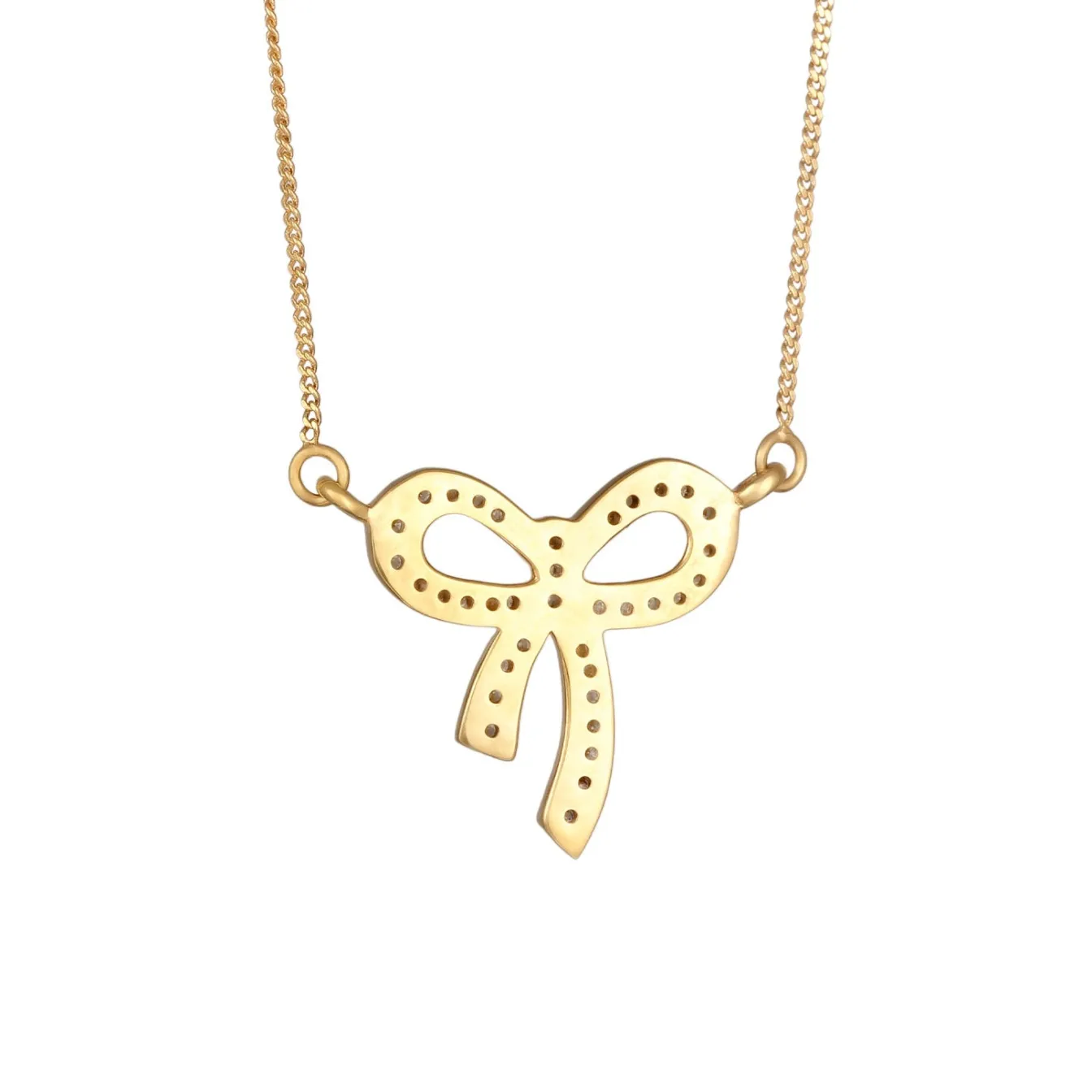 Elli "Halskette Schleife | Zirkonia (Weiß)< Vergoldet|Symbol-schmuck