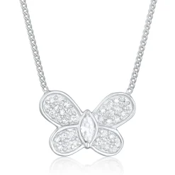Elli "Halskette Schmetterling Anhänger | Zirkonia (Weiß)< Letzte Chance|Halsketten