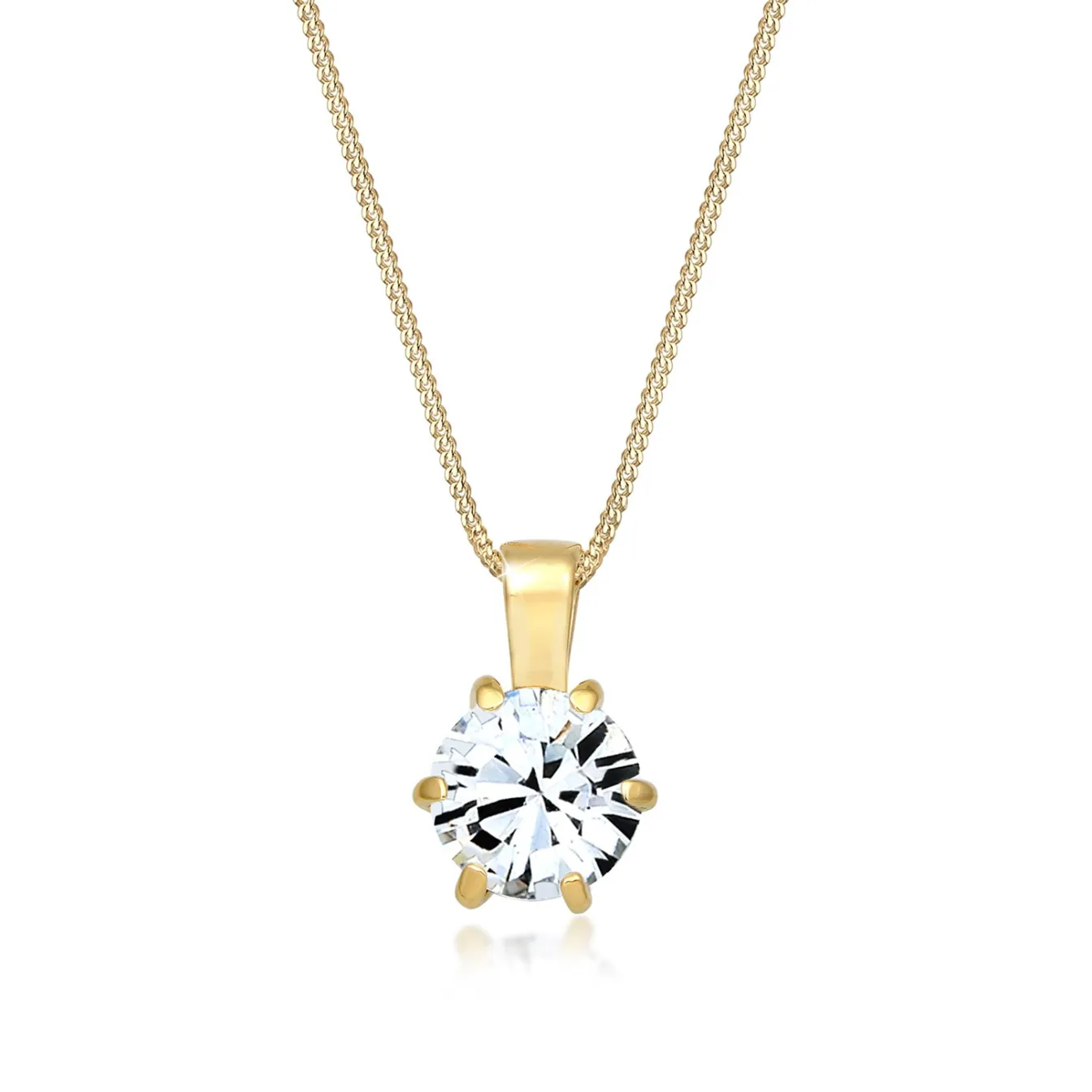 Elli "Halskette Solitär Anhänger | Kristall (Weiß)< Silber|Roségold