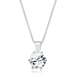 Elli "Halskette Solitär Anhänger | Kristall (Weiß)< Silber|Roségold