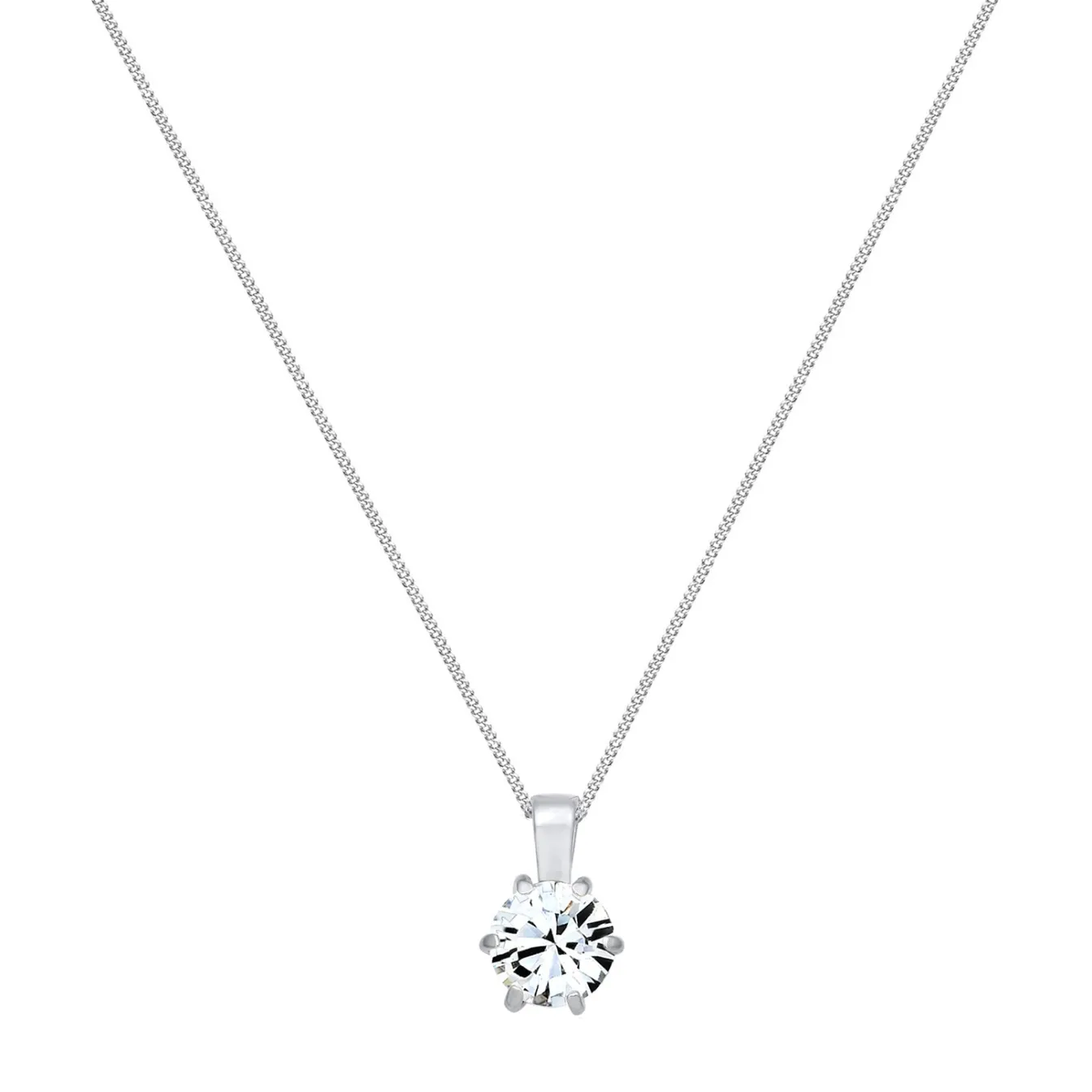 Elli "Halskette Solitär Anhänger | Kristall (Weiß)< Silber|Roségold
