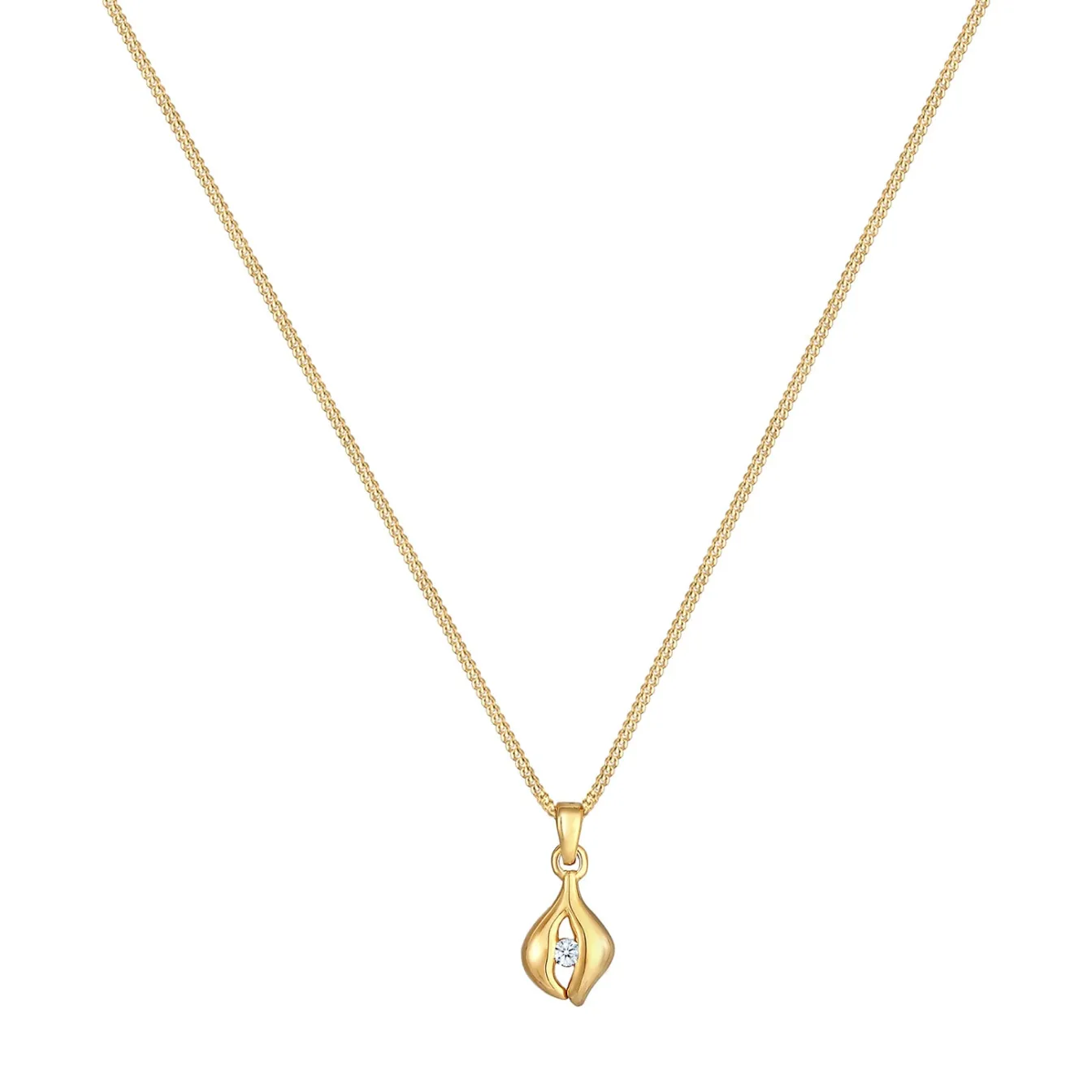 Elli "Halskette Tropfen | Diamant ( Weiß, 0,03 ct )< Halsketten|Vergoldet