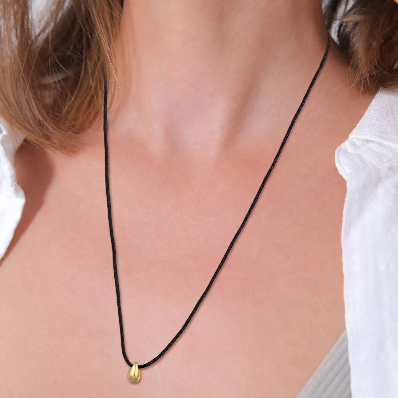 Elli "Halskette Tropfen | Nylon (schwarz)< Vergoldet|Halsketten
