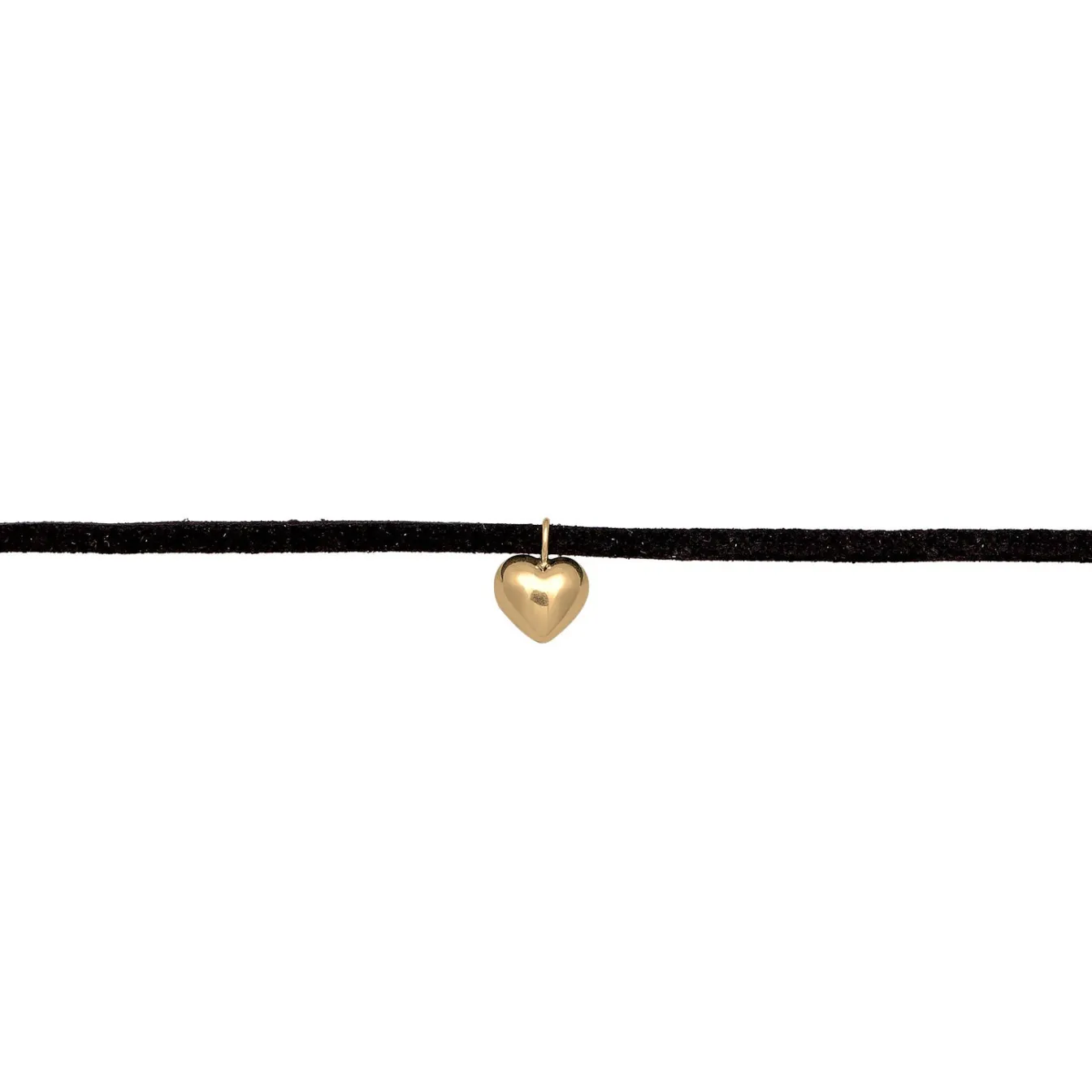 Elli "Herz-Choker Velour Optik | Synt. Leder (schwarz)< Vergoldet|Symbol-schmuck
