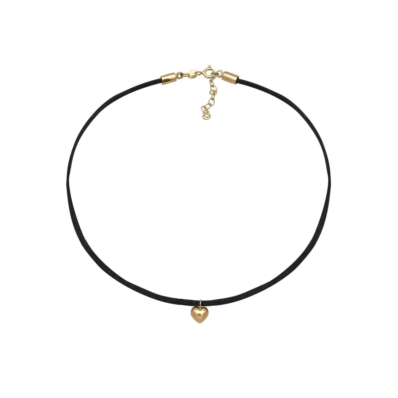 Elli "Herz-Choker Velour Optik | Synt. Leder (schwarz)< Vergoldet|Symbol-schmuck