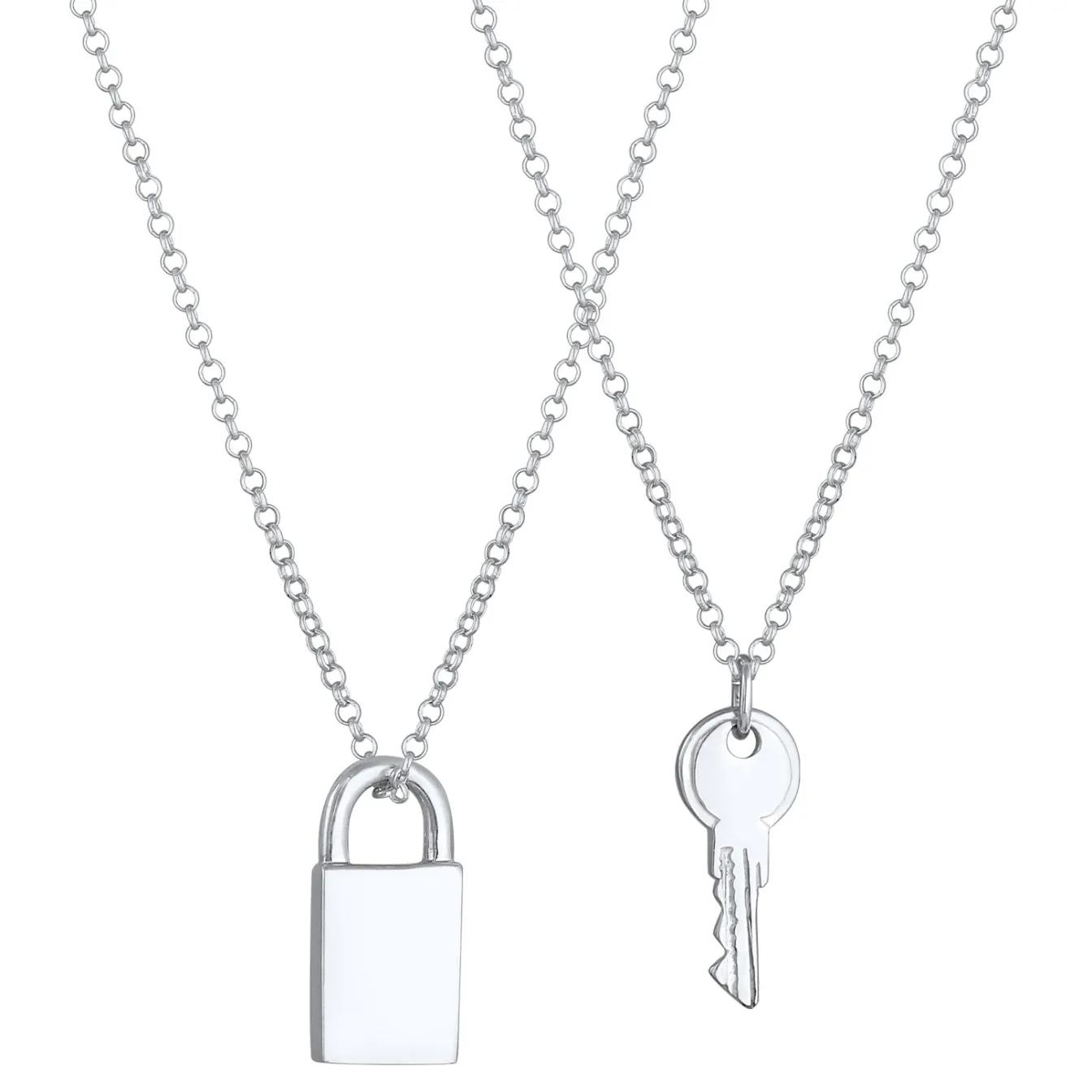 Elli "Ketten-Set Schloss & Schlüssel< Symbol-schmuck|Herz-schmuck