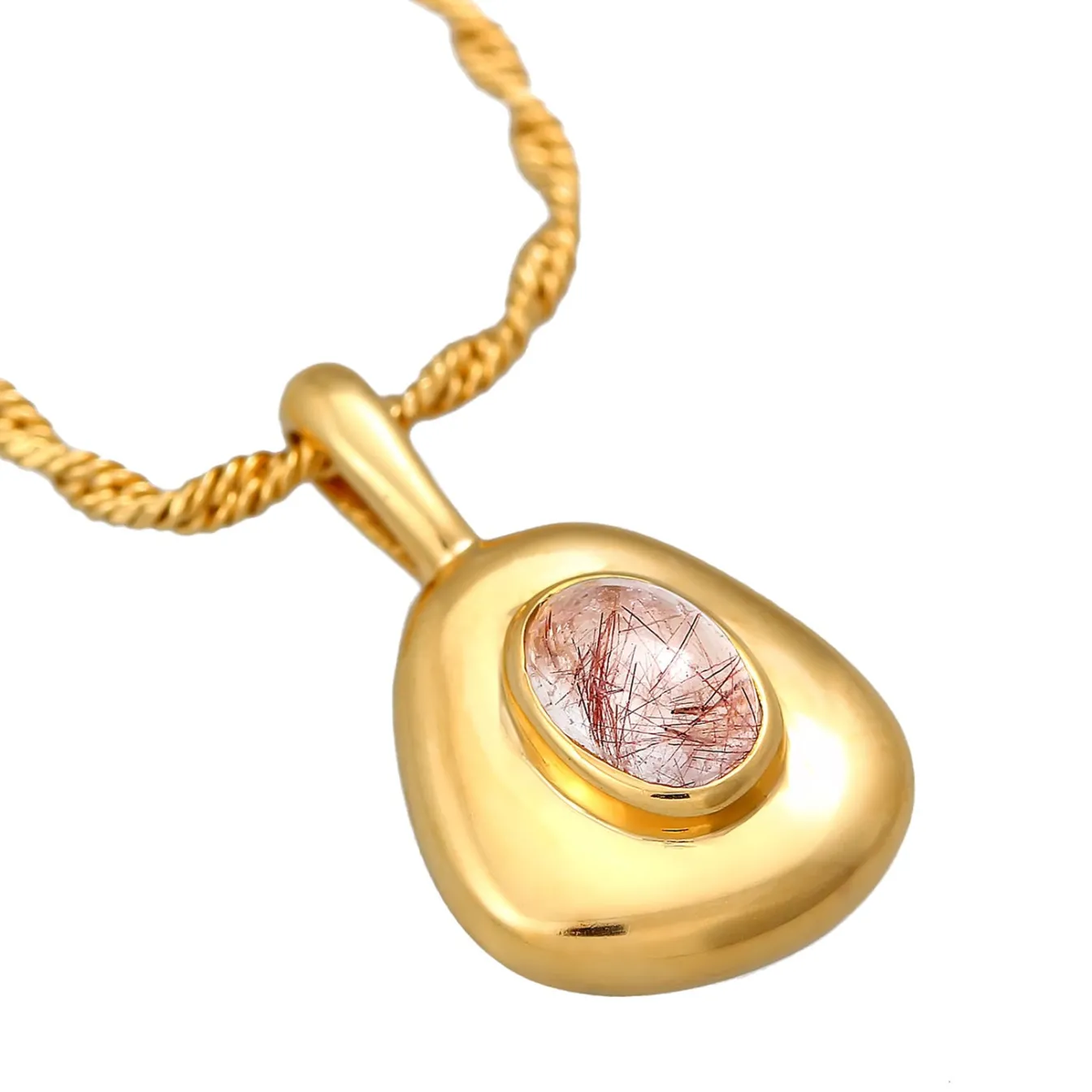 Elli "Kordel-Halskette | Quarz (Rosa)< Halsketten|Edelsteine