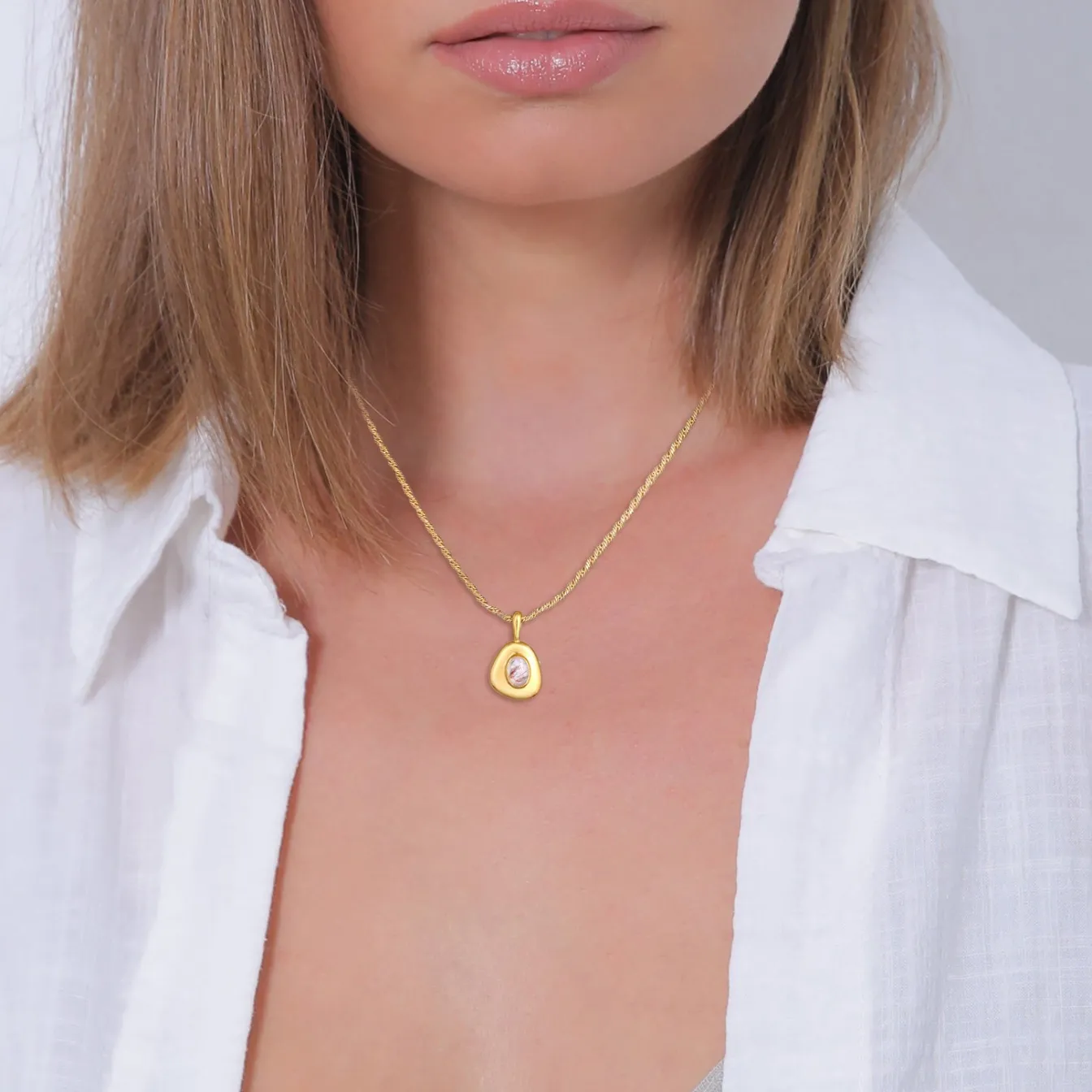 Elli "Kordel-Halskette | Quarz (Rosa)< Halsketten|Edelsteine