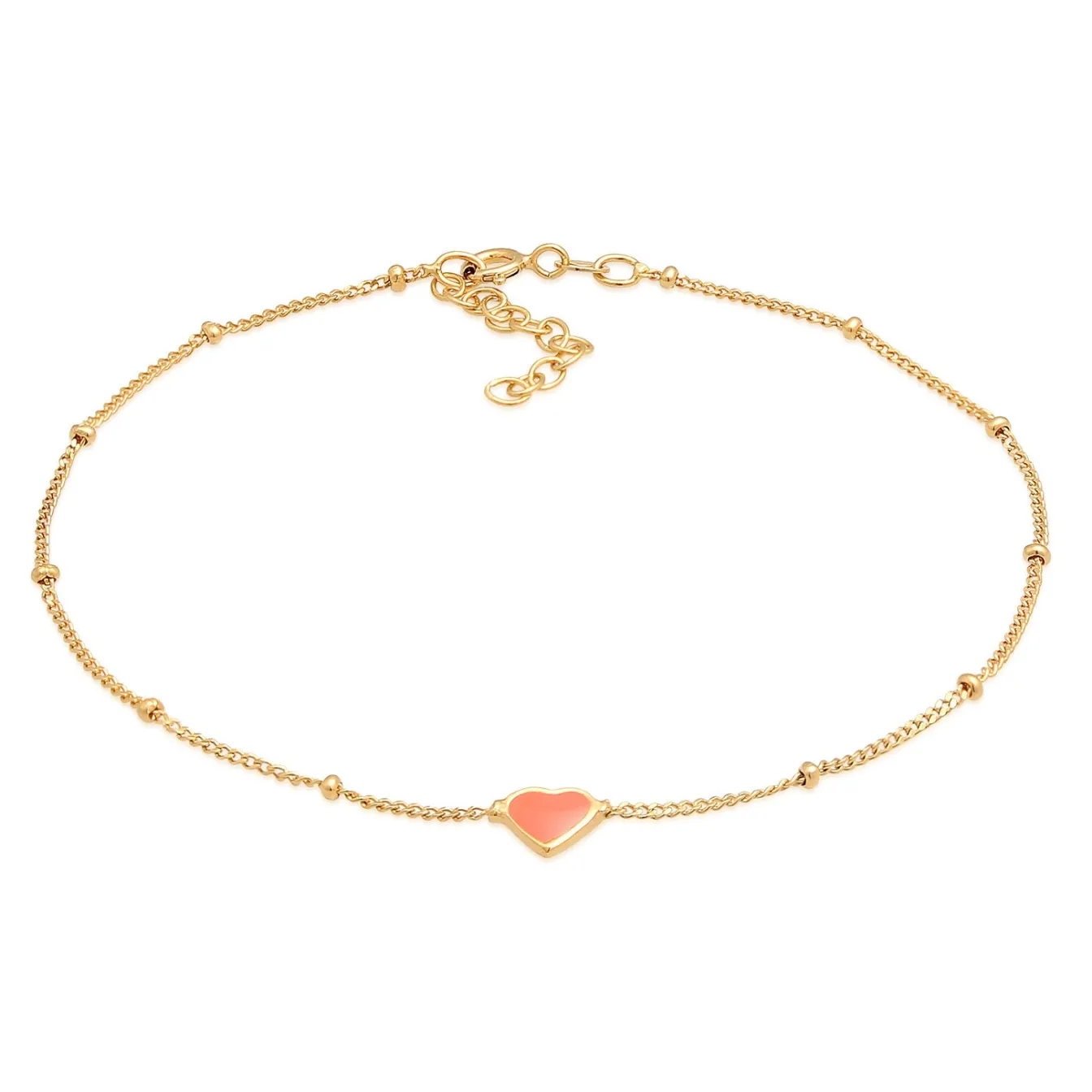 Elli "Kugel-Fußkettchen Herz | Emaille (Pink)< Symbol-schmuck|Herz-schmuck