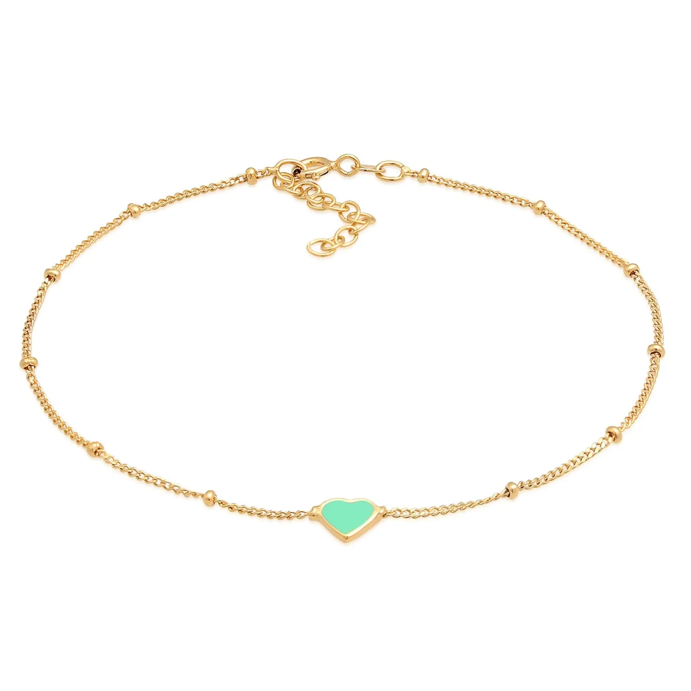 Elli "Kugel-Fußkettchen Herz | Emaille (Pink)< Symbol-schmuck|Herz-schmuck