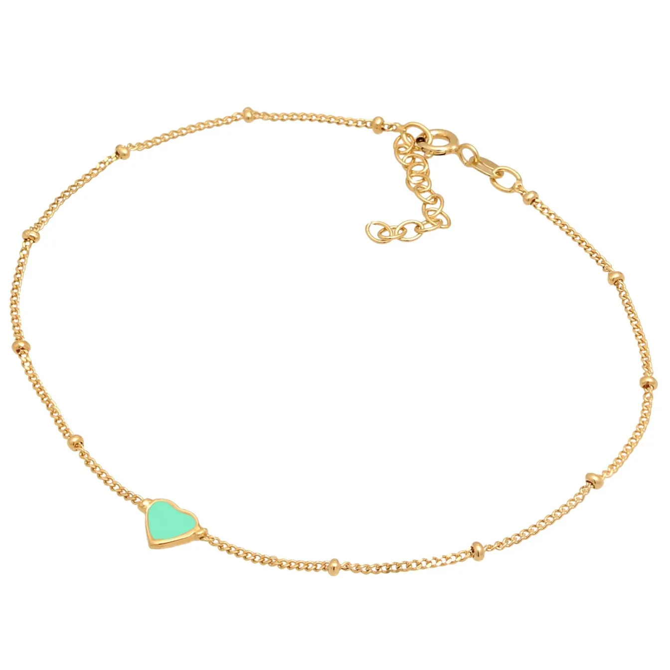 Elli "Kugel-Fußkettchen Herz | Emaille (Pink)< Symbol-schmuck|Herz-schmuck