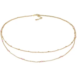 Elli "Kugel-Layer-Halskette | Quarz (Rosa)< Halsketten|Silber