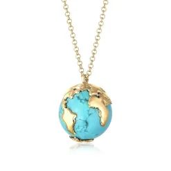 Elli "Lange Halskette Weltkugel | Türkis (Türkis)< Symbol-schmuck|Halsketten