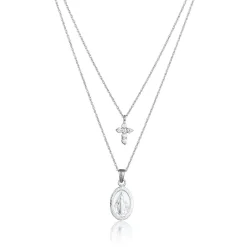 Elli "Layer Halskette Kreuz | Zirkonia (Weiß)< Vergoldet|Symbol-schmuck