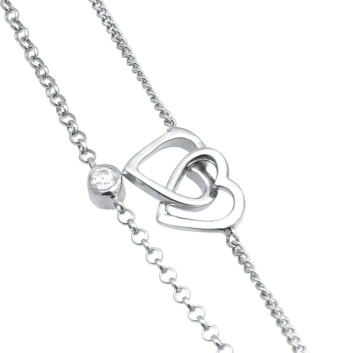 Elli "Layer-Armband Herz | Zirkonia (Weiß)< Symbol-schmuck|Herz-schmuck