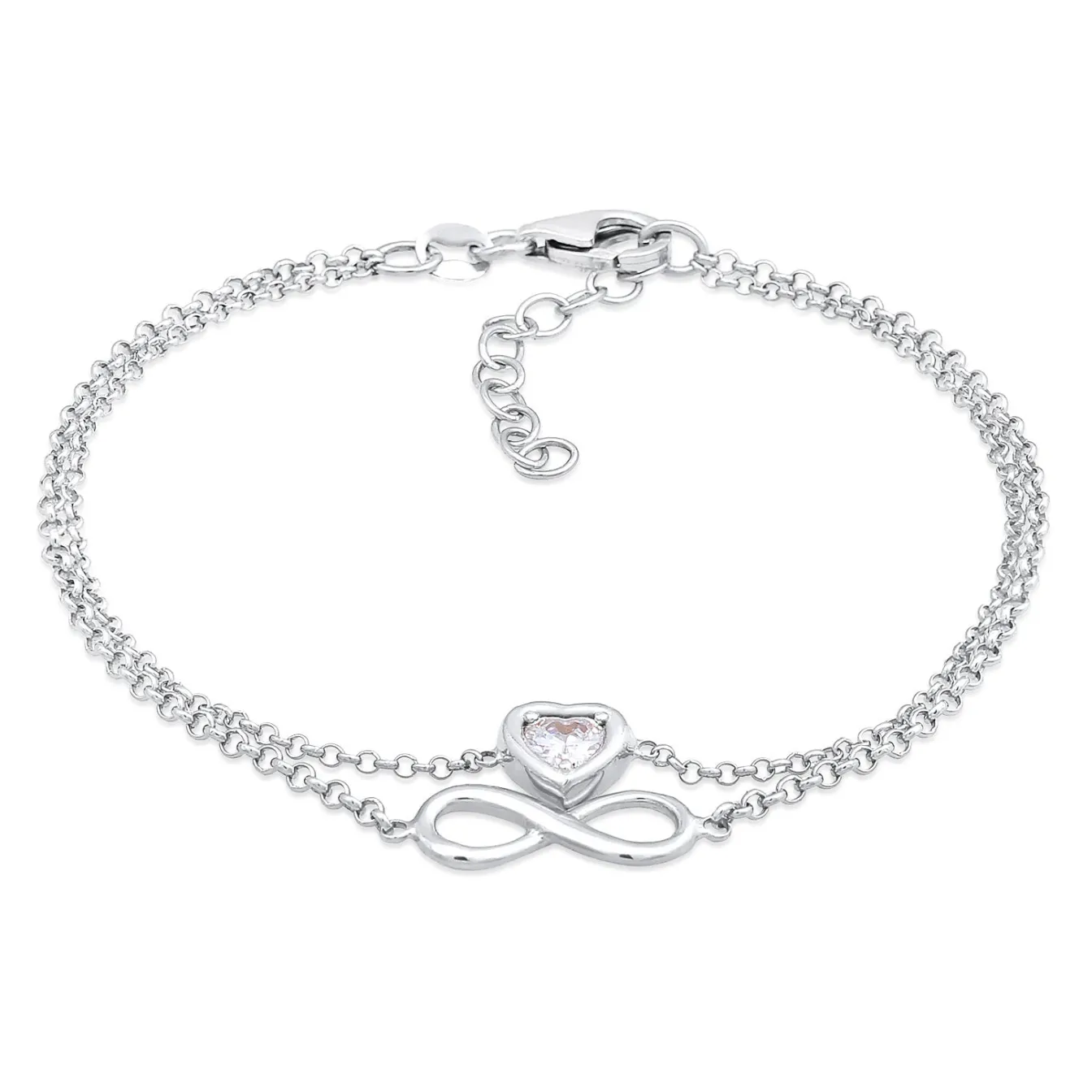 Elli "Layer-Armband Infinity Herz | Zirkonia (Weiß)< Symbol-schmuck|Herz-schmuck