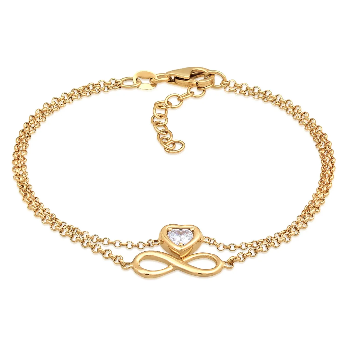 Elli "Layer-Armband Infinity Herz | Zirkonia (Weiß)< Symbol-schmuck|Herz-schmuck
