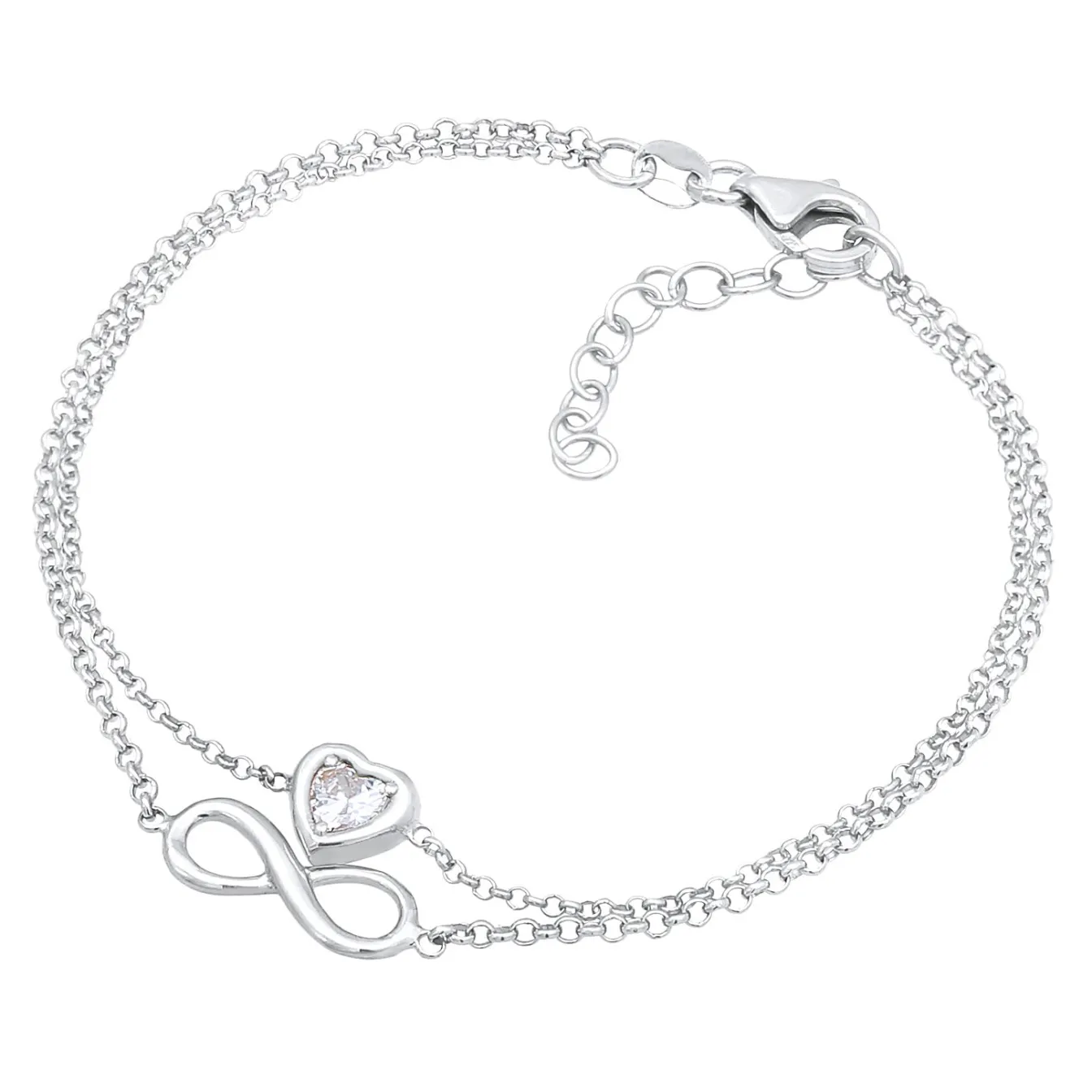 Elli "Layer-Armband Infinity Herz | Zirkonia (Weiß)< Symbol-schmuck|Herz-schmuck