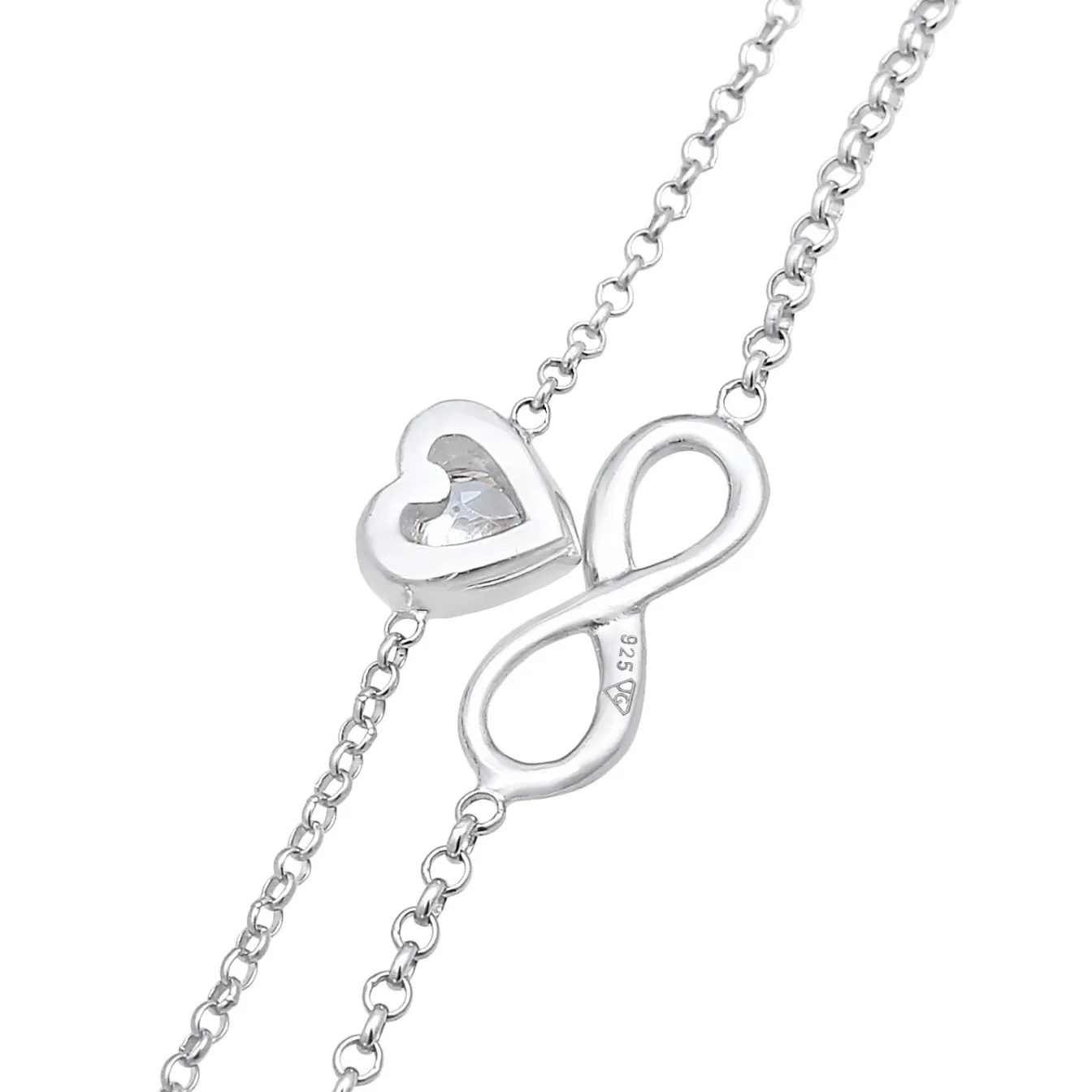 Elli "Layer-Armband Infinity Herz | Zirkonia (Weiß)< Symbol-schmuck|Herz-schmuck