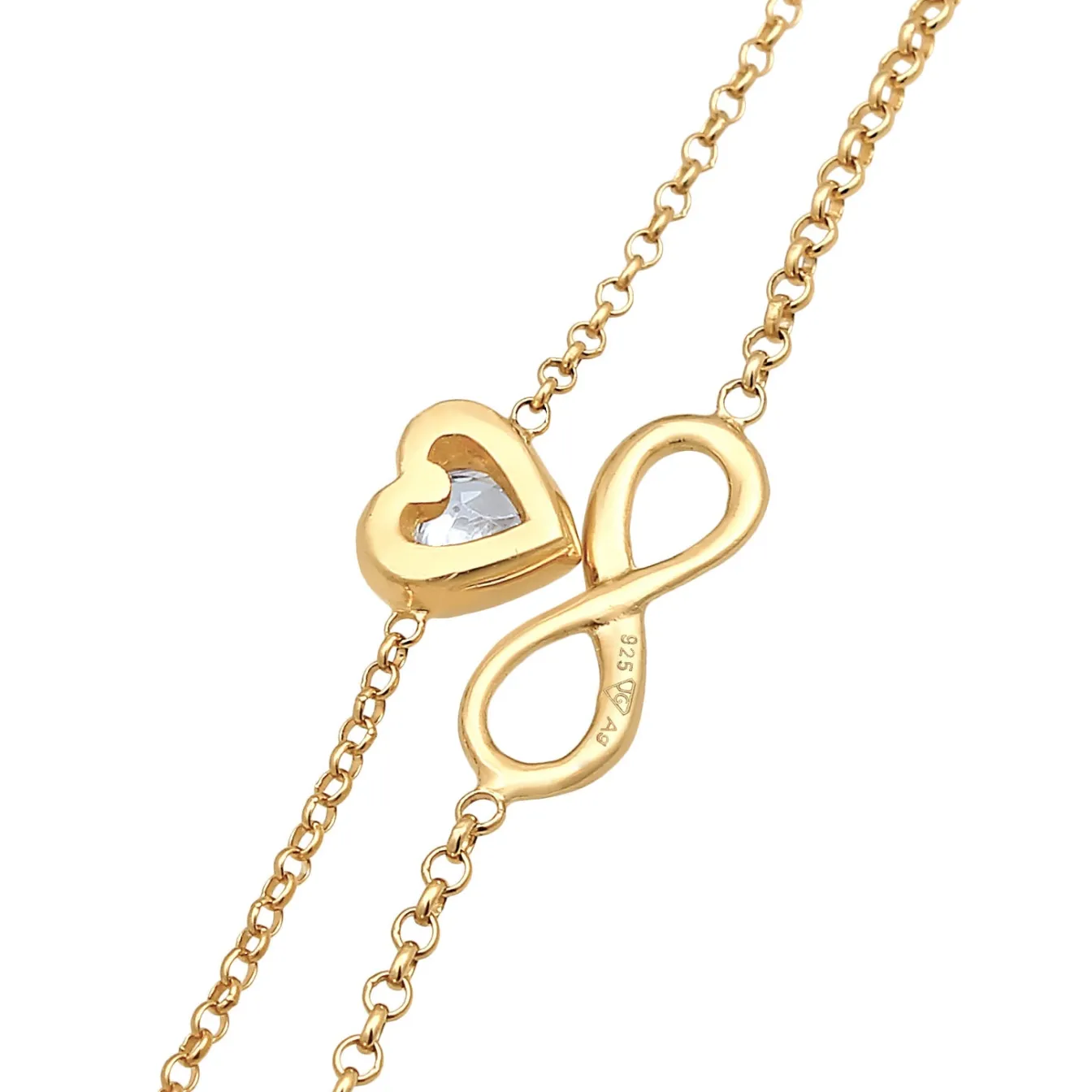Elli "Layer-Armband Infinity Herz | Zirkonia (Weiß)< Symbol-schmuck|Herz-schmuck