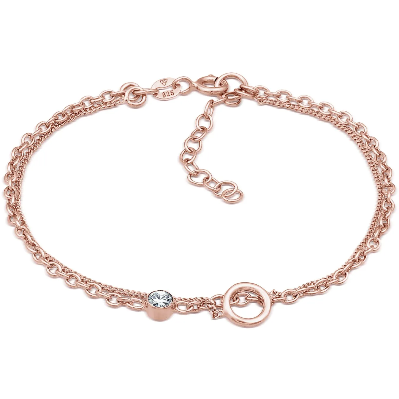 Elli "Layer-Armband Kreis | Kristall (Weiß)< Silber|Roségold